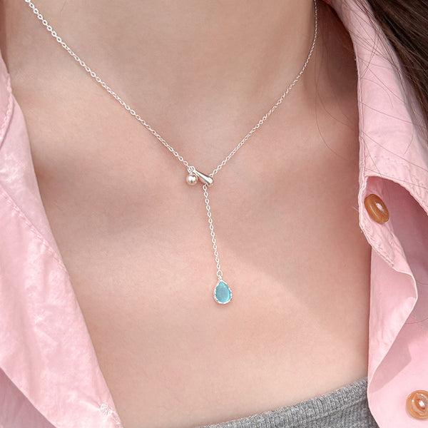 Blue Teardrop Necklace