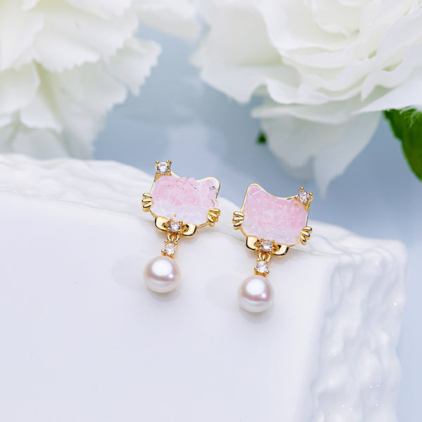 Cat Pearl Studs