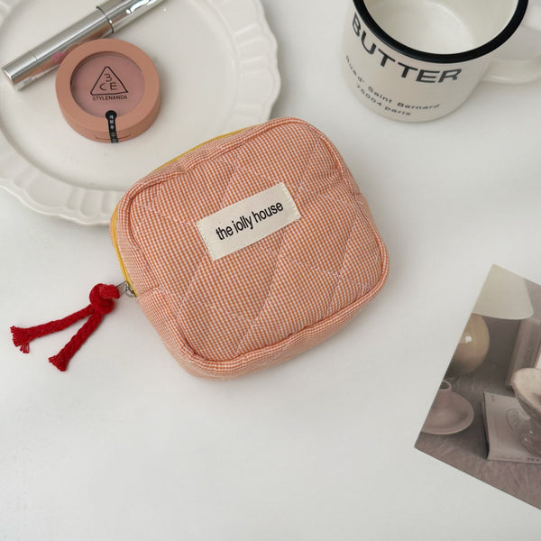 Checkered Square Coin Bag