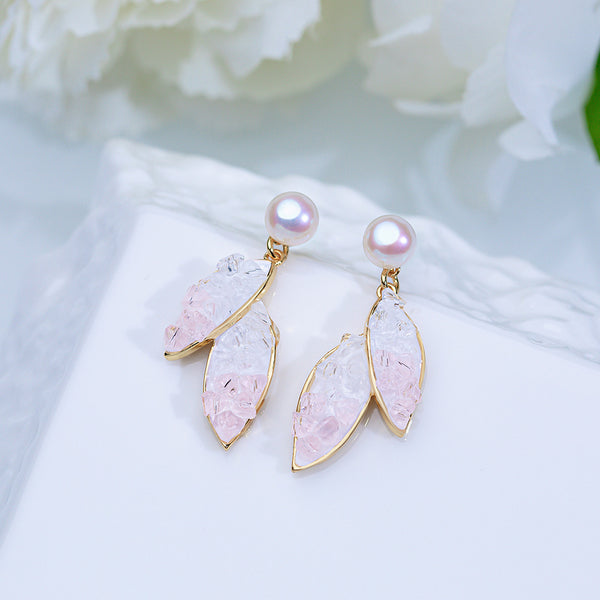 Leaf Pearl Studs