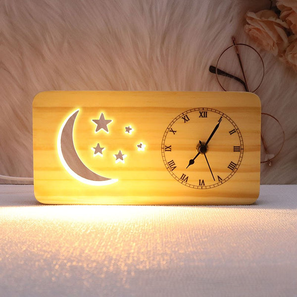 Wooden Clock Lamp